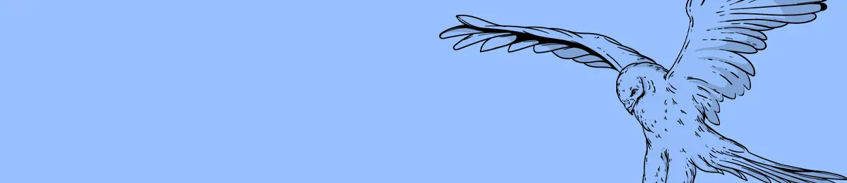 Zeichnung eines Vogels auf blauem Hintergrund